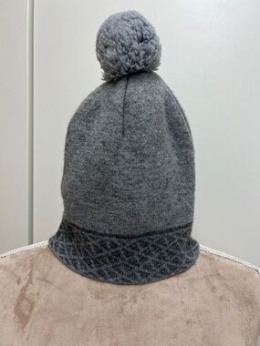 Fendi Kids Gray Pom Pom Beanie Hat